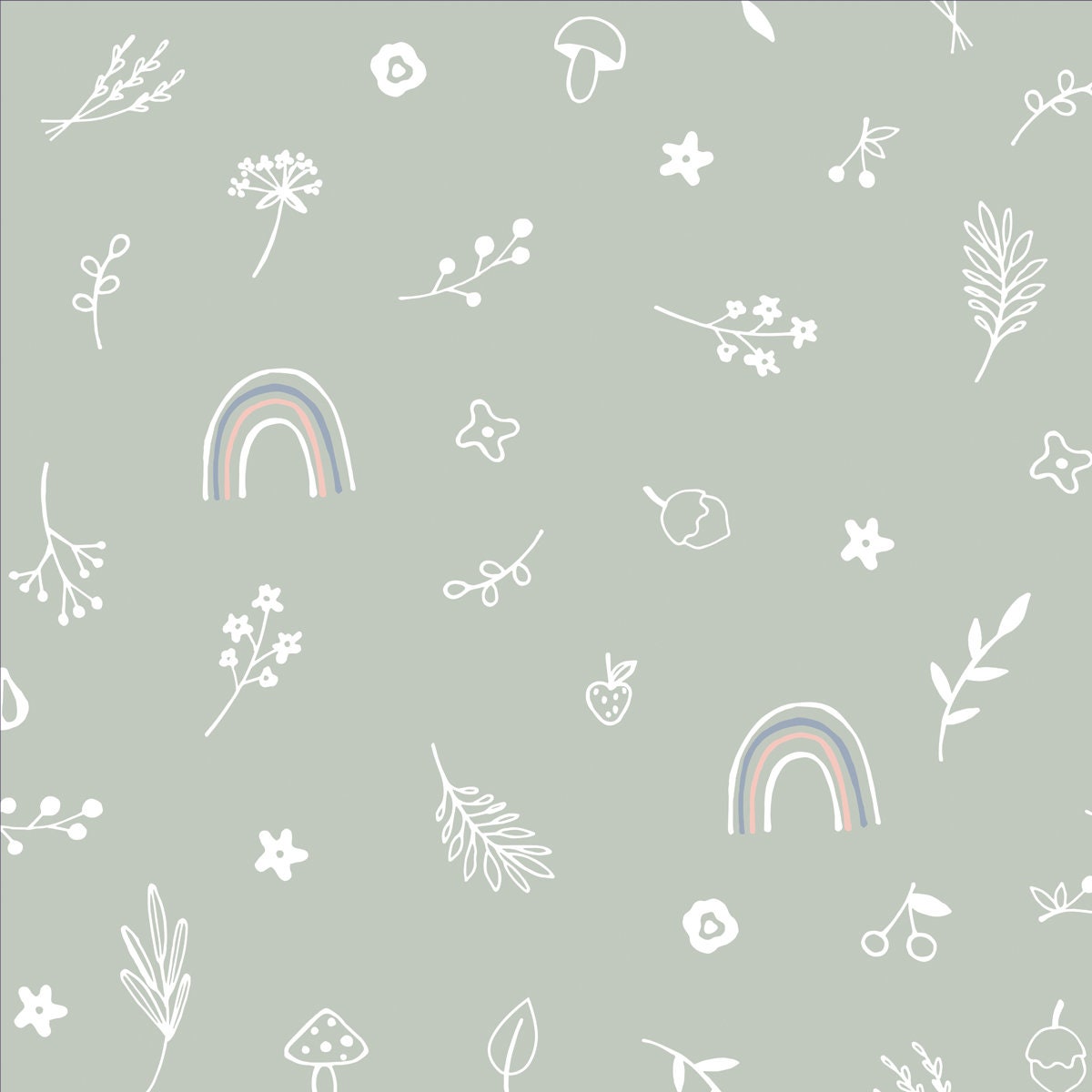 Rainbow Cute Forest Wallpaper Nursery Mural