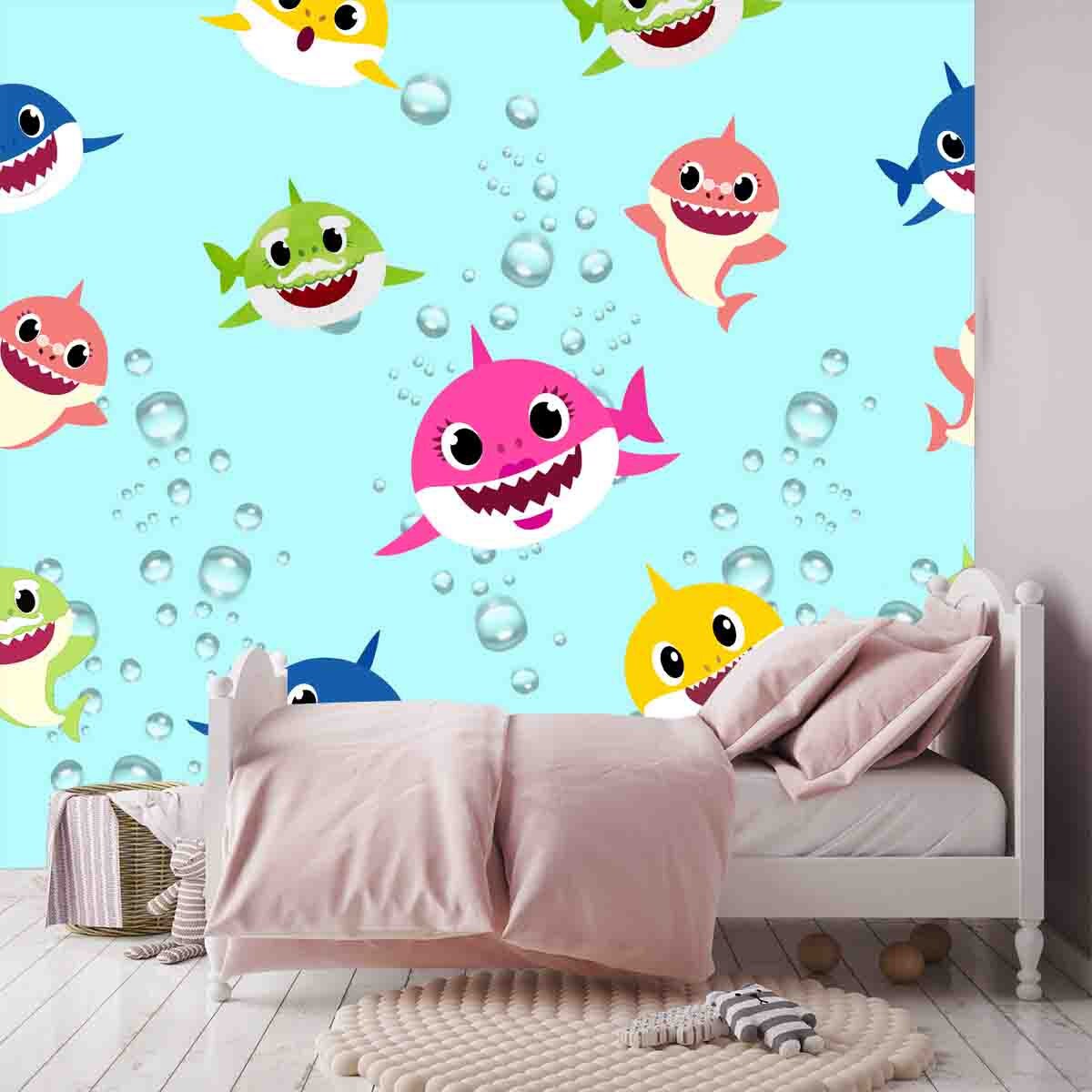 Girls Baby Shark Wallpaper Bedroom Mural