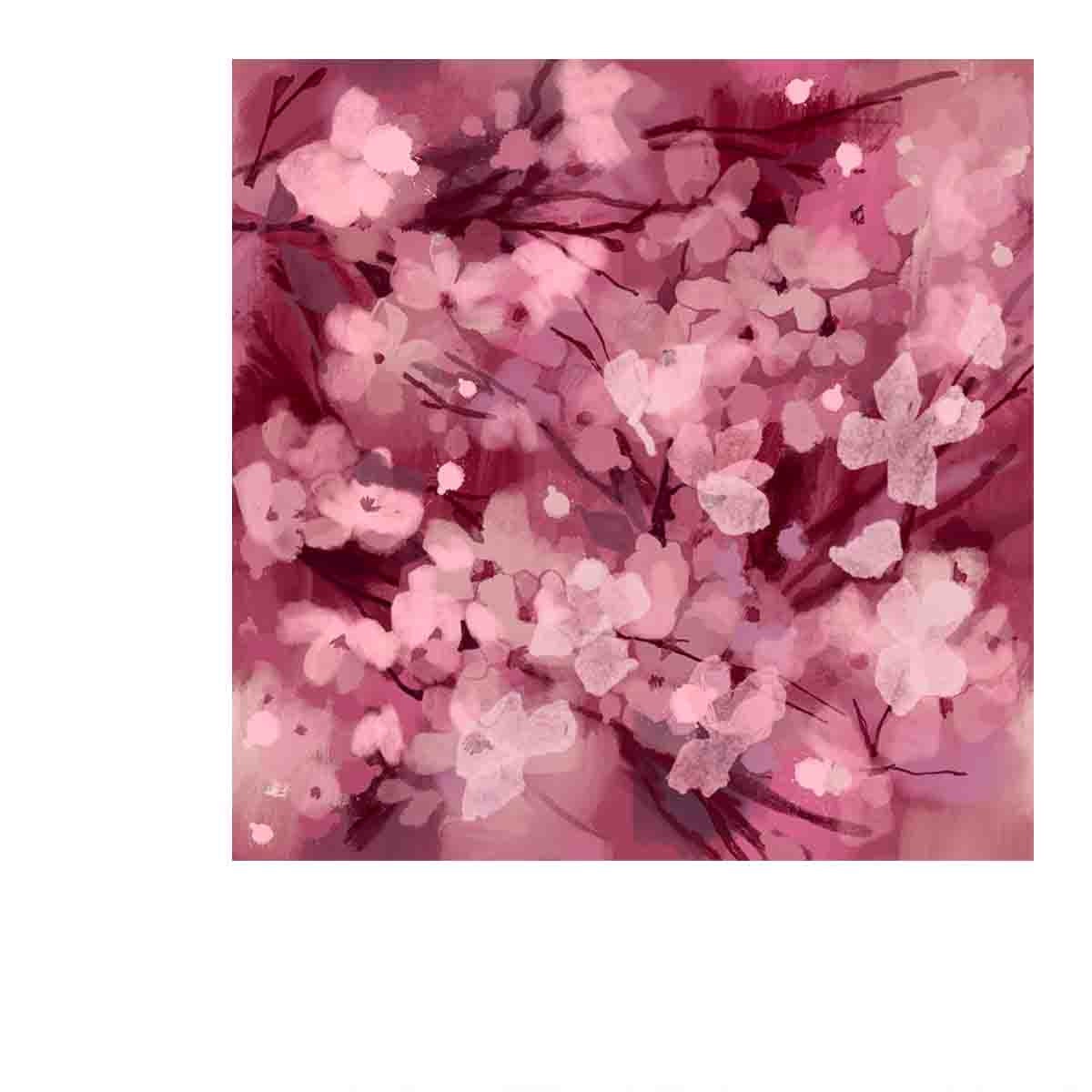 Pink Abstract Floral Monochromatic Spring Blooming Fruit Tree Wallpaper Master Bedroom Mural