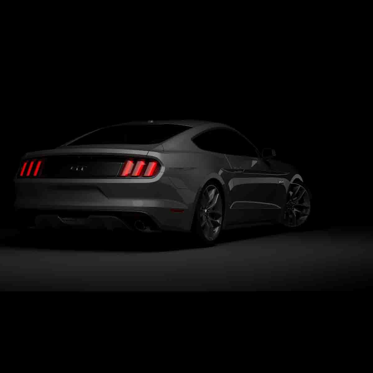 Ford Mustang V8 5.0L. Luxury Stylish Grey Car on Black Background Wallpaper Teen Bedroom Mural