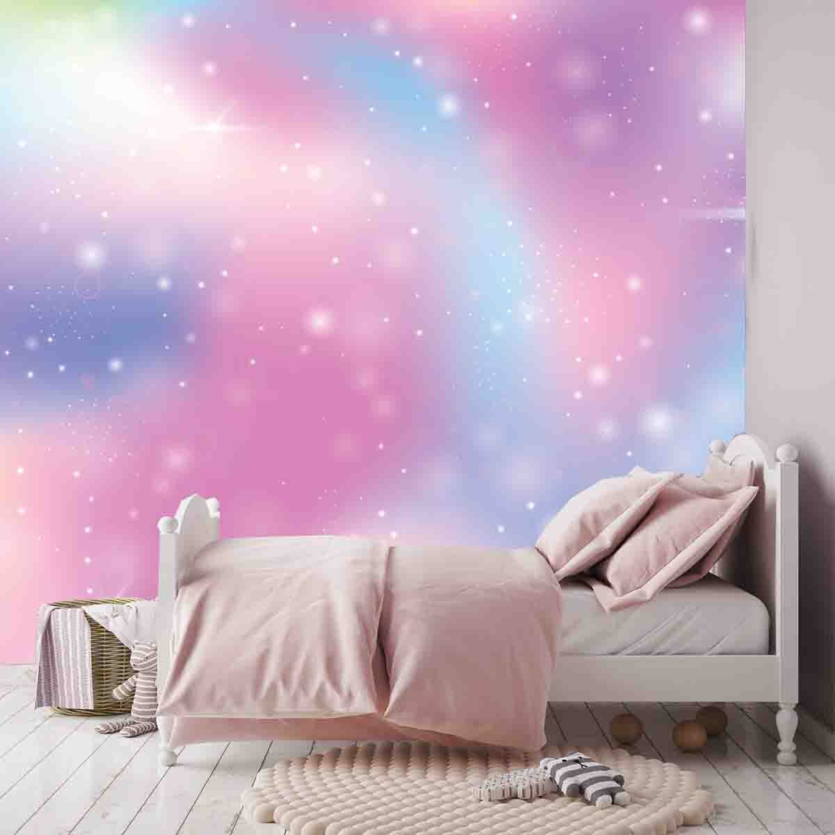 Fairy Background with Rainbow Sparkle Wallpaper Girl Bedroom