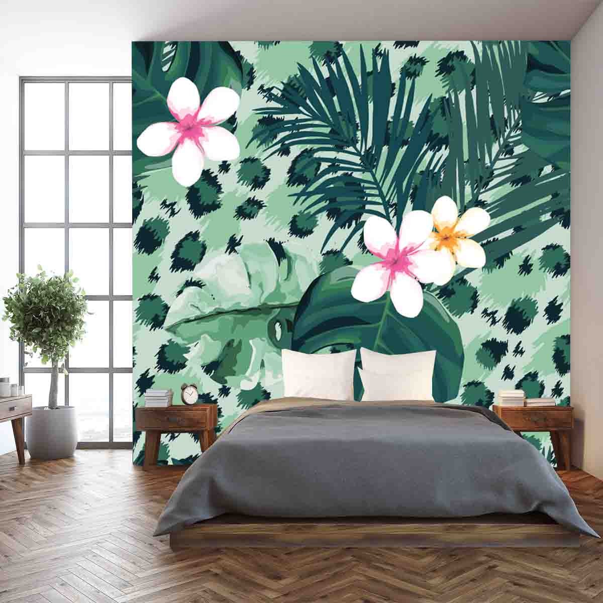 Seamless Tropical Animal Leopard Print Wallpaper Bedroom Mural