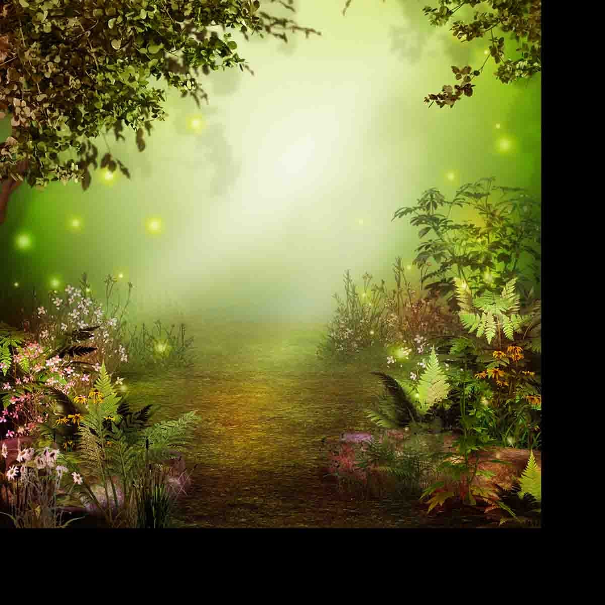 Magical Enchanting Forest Opening with a Path Leading to a Heavenly Light Wallpaper Bathroom Mural