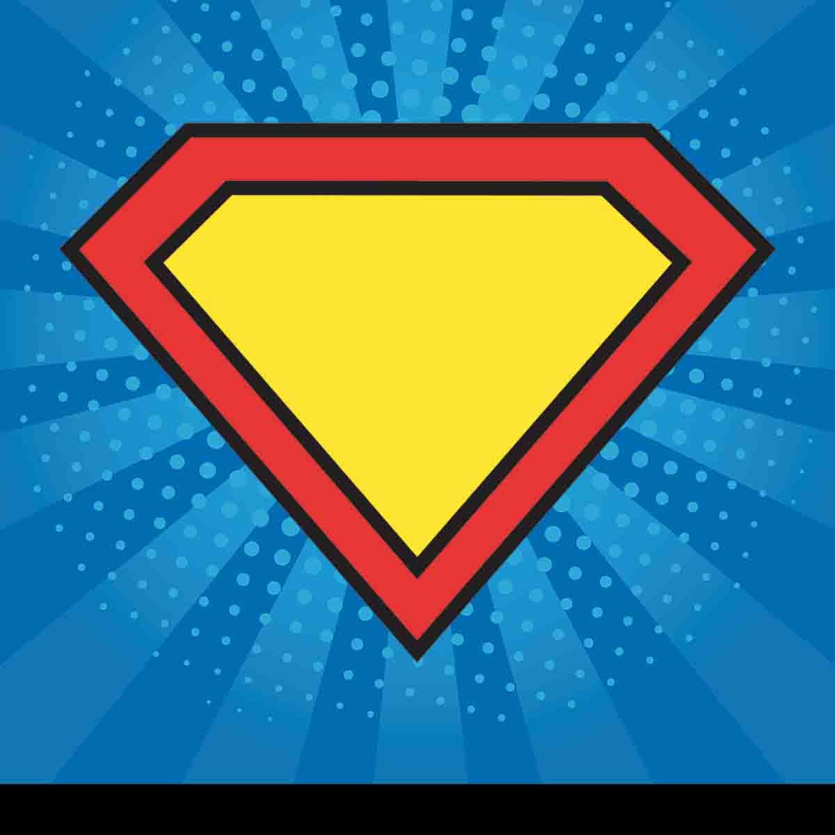 Boys Blue, Red and Yellow Superhero Sign Wallpaper Bedroom Mural