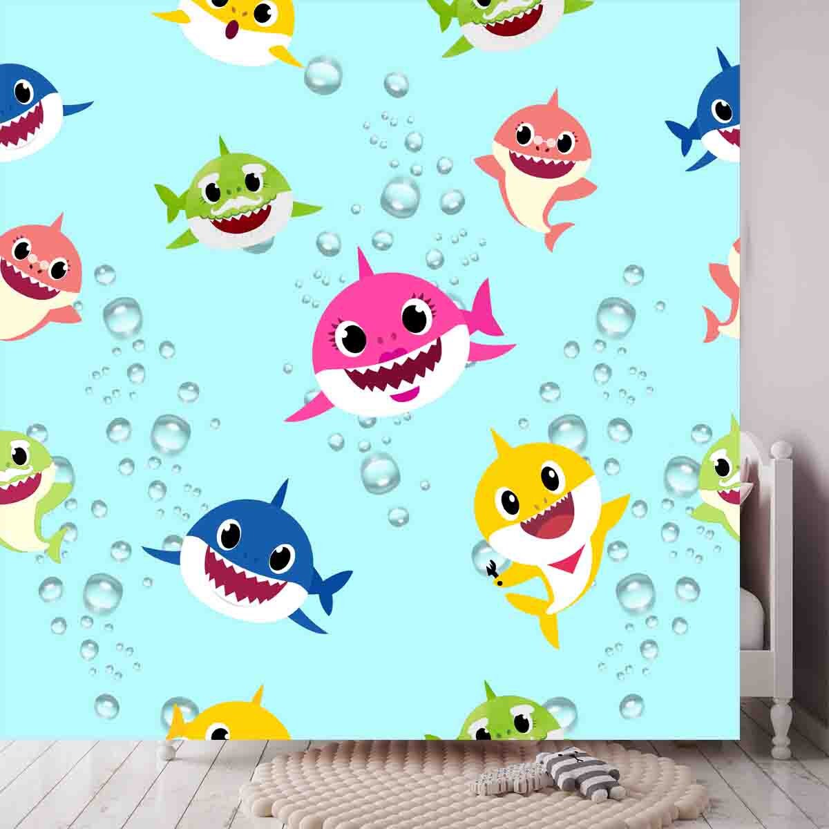 Girls Baby Shark Wallpaper Bedroom Mural