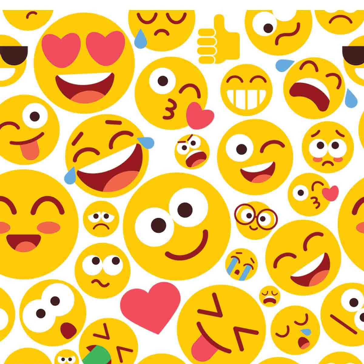 Emoji With Different Emotions On White Background Wallpaper Teen Girl Bedroom Mural