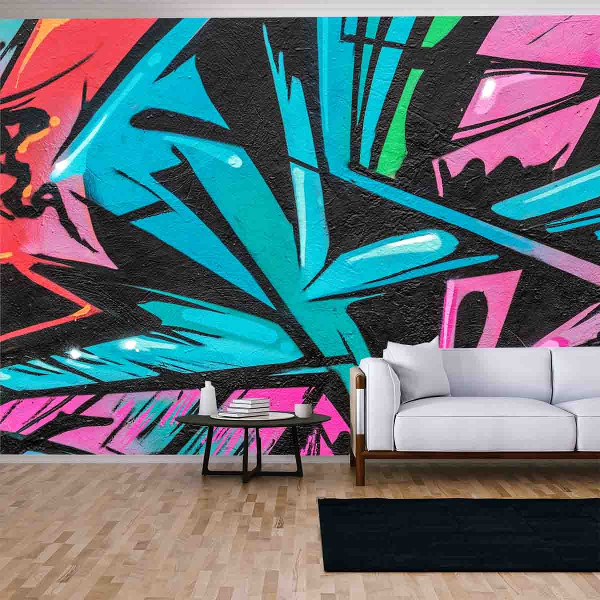 Beautiful Street Art Graffiti. Abstract Creative Drawing Fashion Colors Wallpaper Living Room Mural