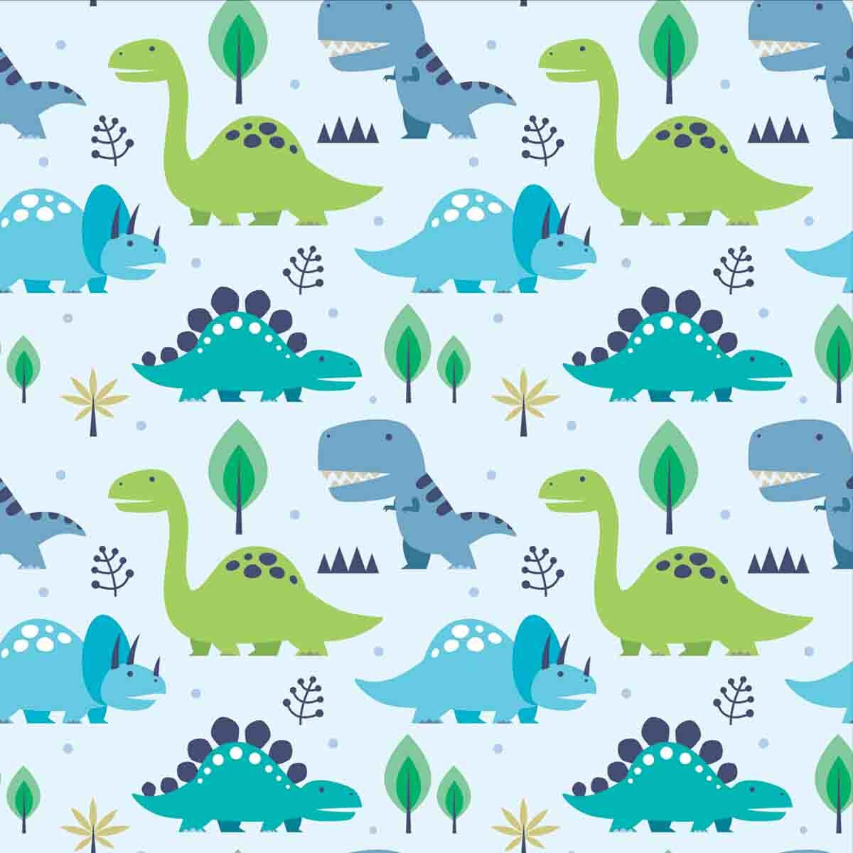 Baby Boy Blue and Green Dinosaurs Wallpaper Nursery Mural