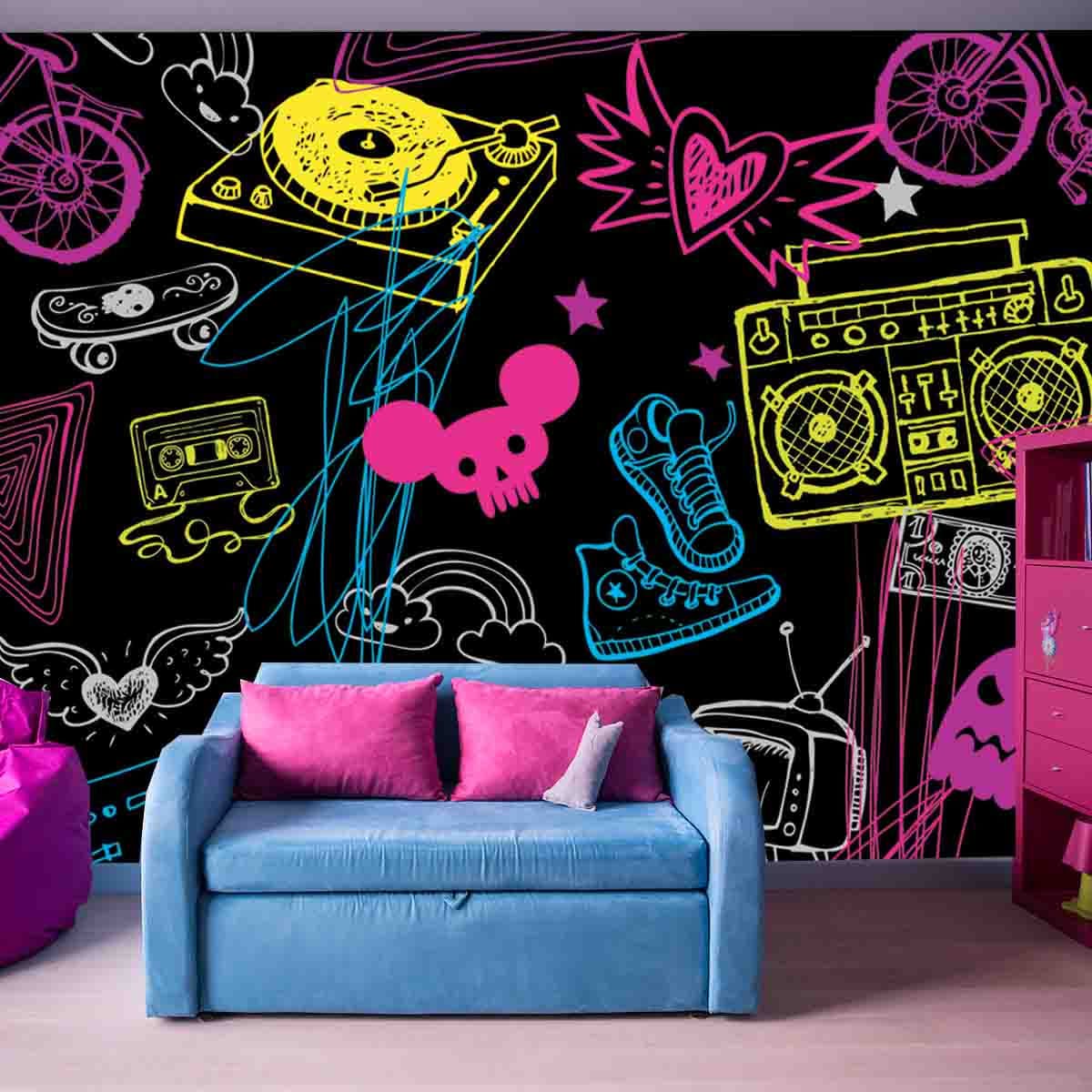 Punk Rock Hipster Wallpaper Teen Girl Bedroom Mural