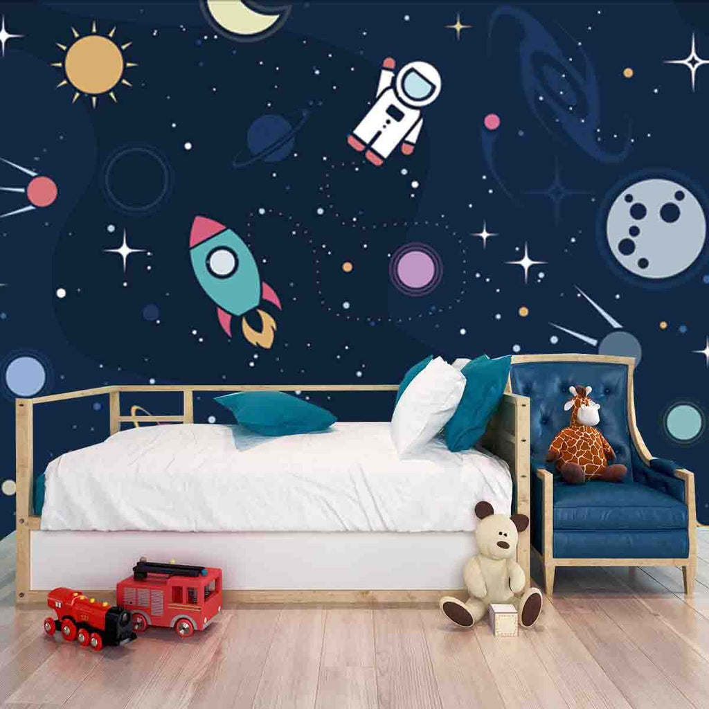 Astronaut, Spaceship, Rocket, Moon, Black Hole, Stars in Outer Space W ...