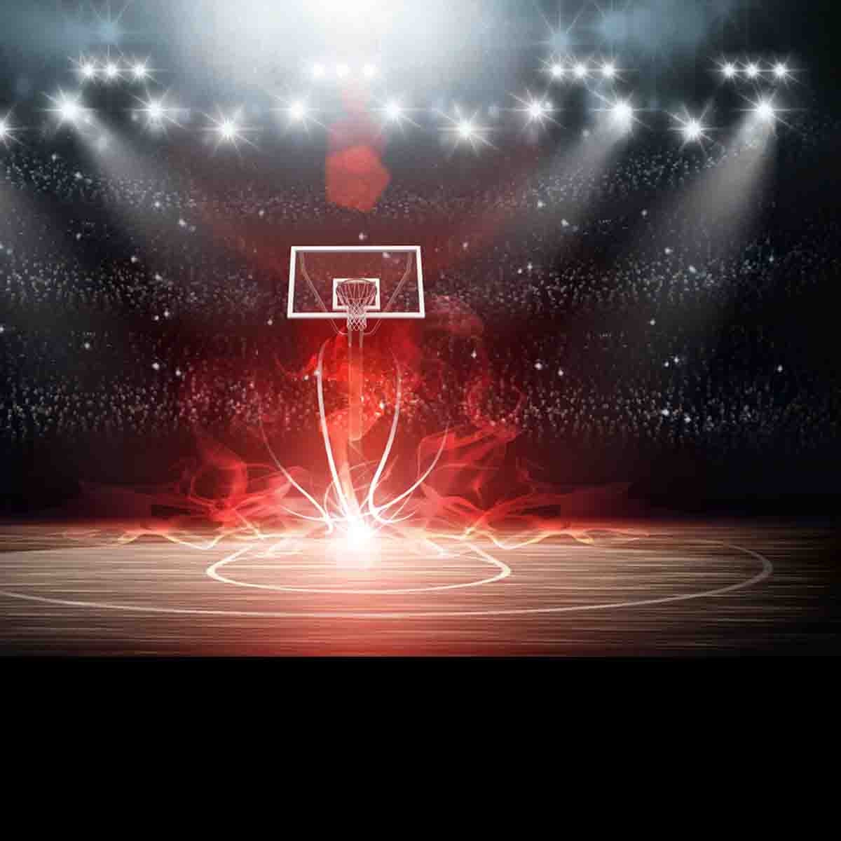 Basketball Arena with Red Flame Wallpaper Teen Boy Bedroom Mural