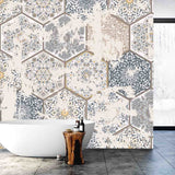 Seamless Vintage Pattern with an Effect of Attrition. Patchwork Tiles Wallpaper Bathroom Mural