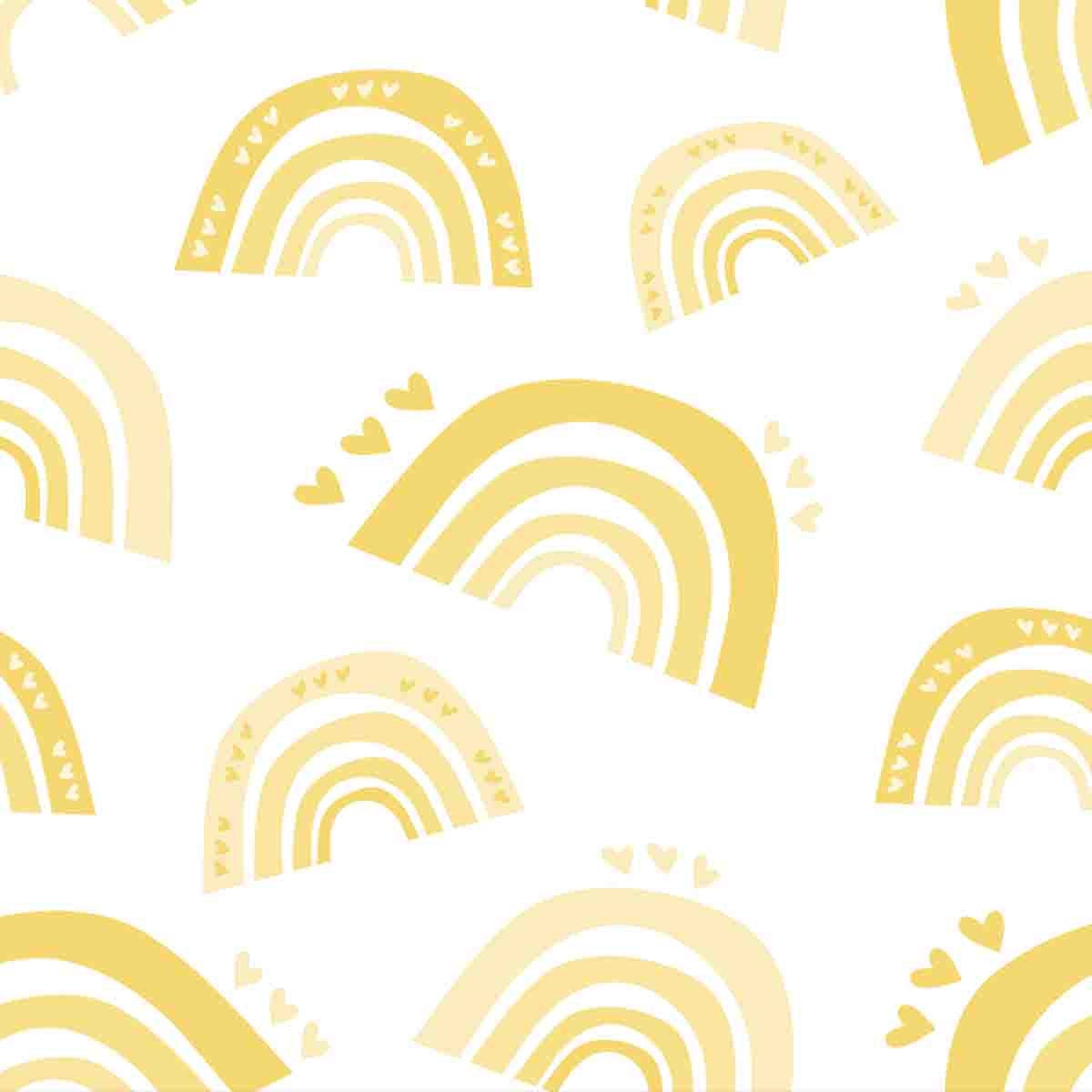 Summer Seamless Pattern of Yellow Rainbows with Hearts Wallpaper Girl Nursery Mural