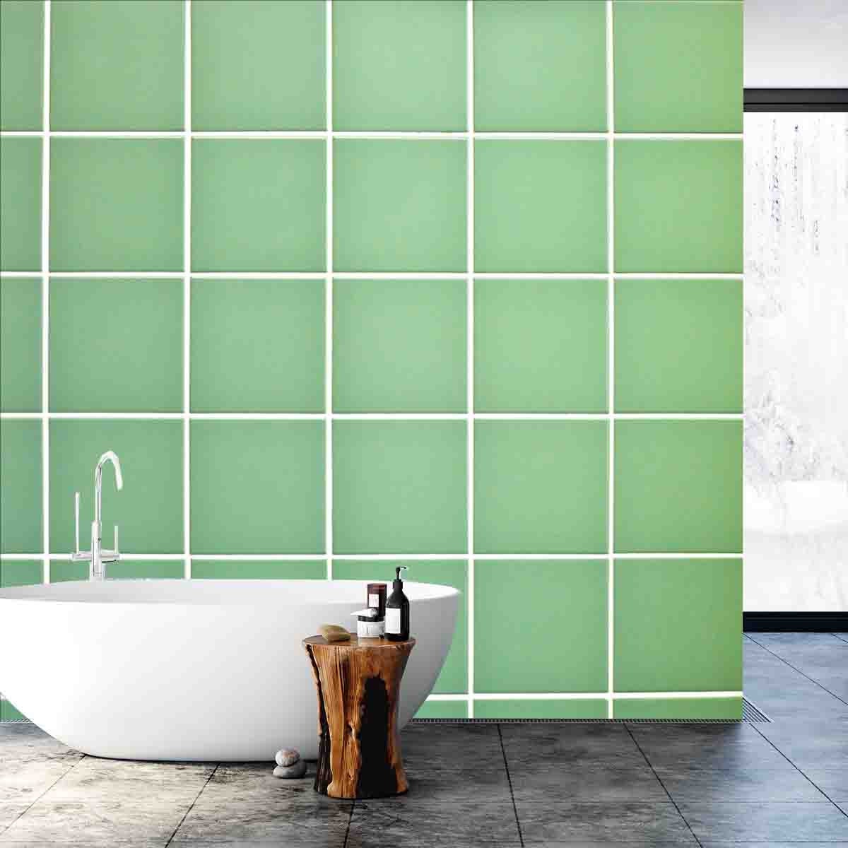 Retro Green Wall Tiles Wallpaper Bathroom Mural