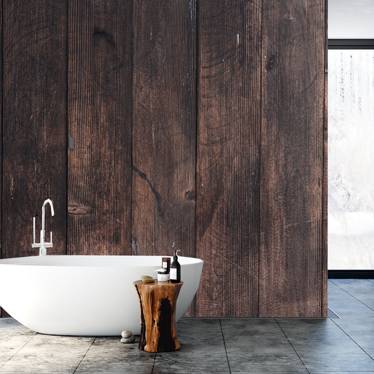 Dark Wood Texture Wallpaper Bathroom Mural