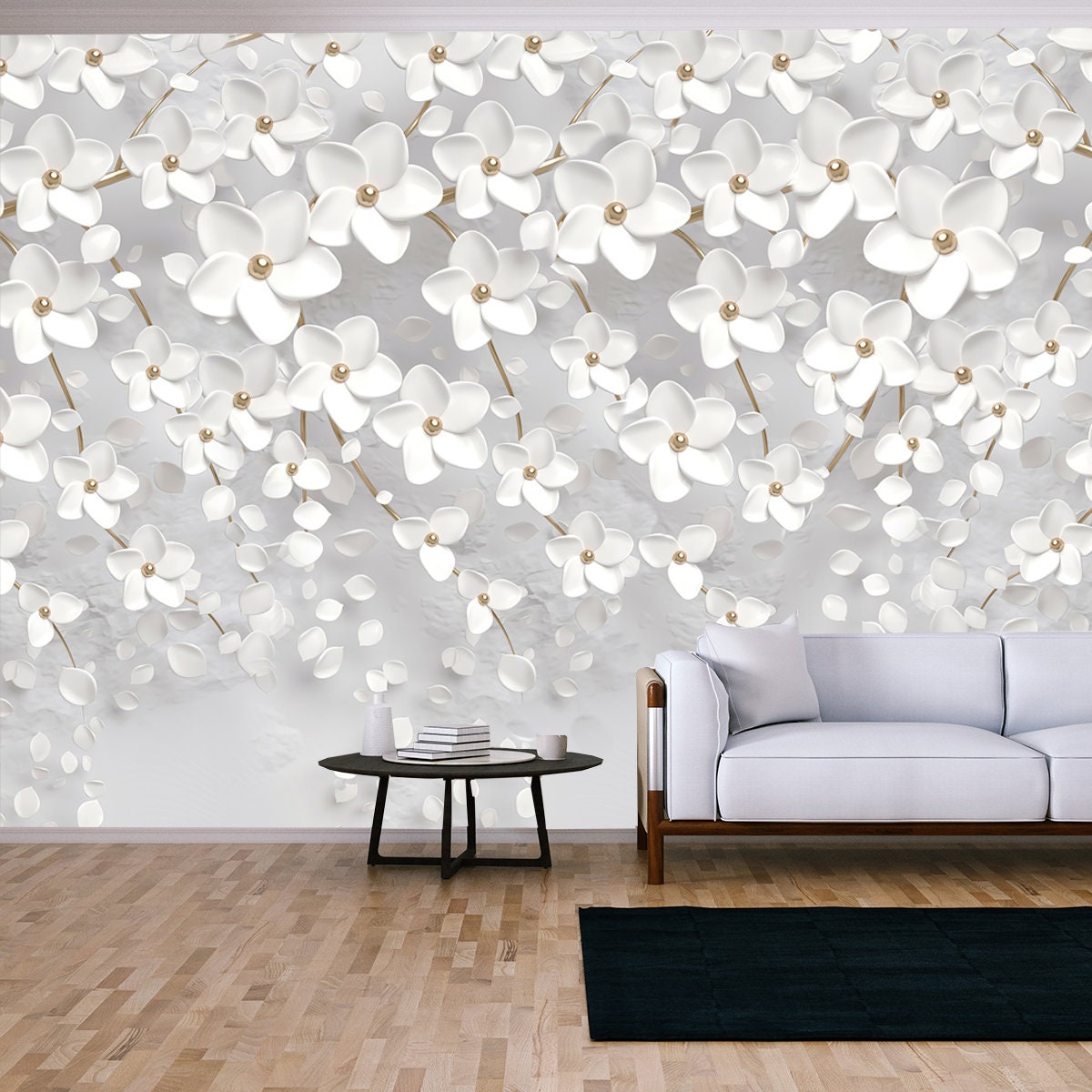 3D Wallpaper of Flower Tree Background Wallpaper Living Room Mural