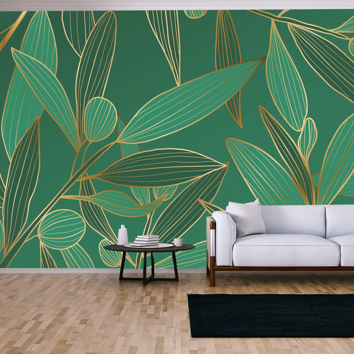 Luxury Gold Olive Leaf Background Wallpaper Living Room Mural