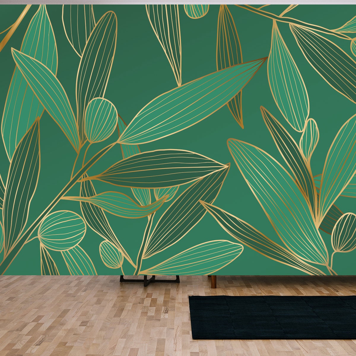 Luxury Gold Olive Leaf Background Wallpaper Living Room Mural