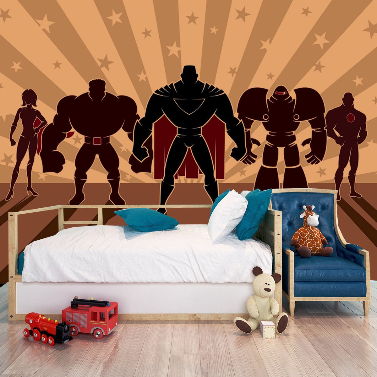 Team of Superheroes Boy Wallpaper Boy Bedroom Mural