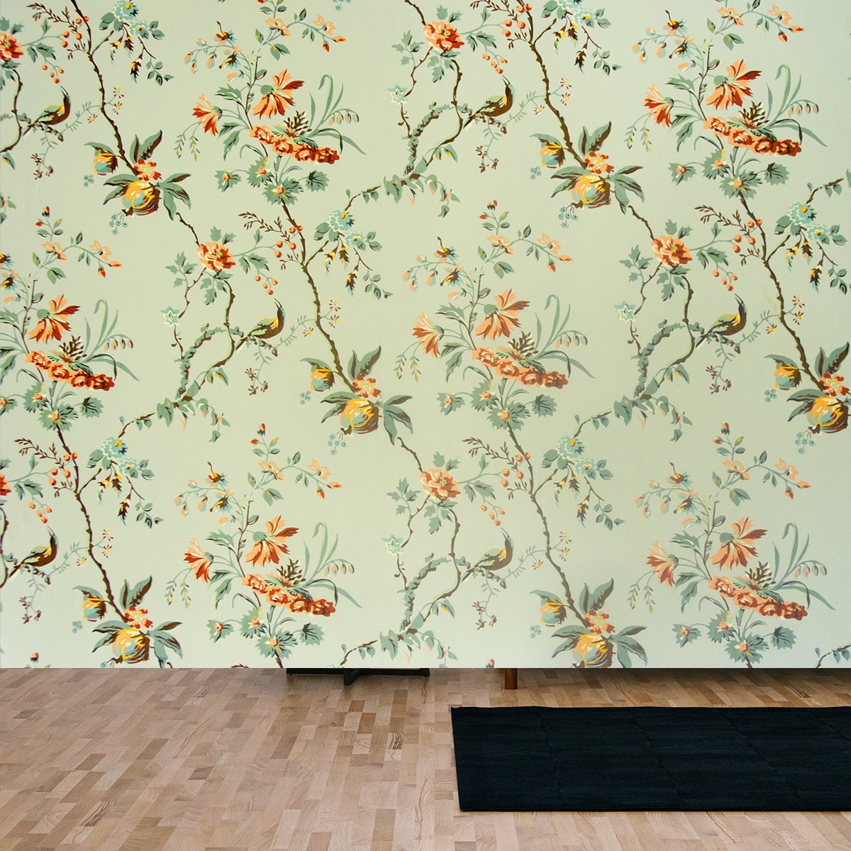 Vintage Wallpaper - Floral Pattern of 18th Century Wallpaper Living Room Mural