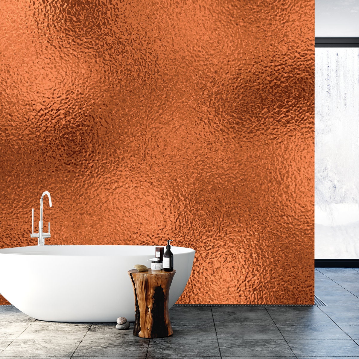 Trendy Copper Metallic Background with Bronze Texture Wallpaper Bathroom Mural
