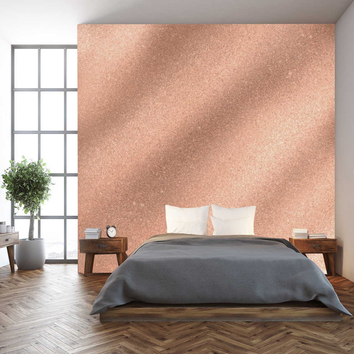 Rose Gold Glitter Metallic Textured Background, Metal Copper Bright Bronze Texture Wallpaper Bedroom Mural