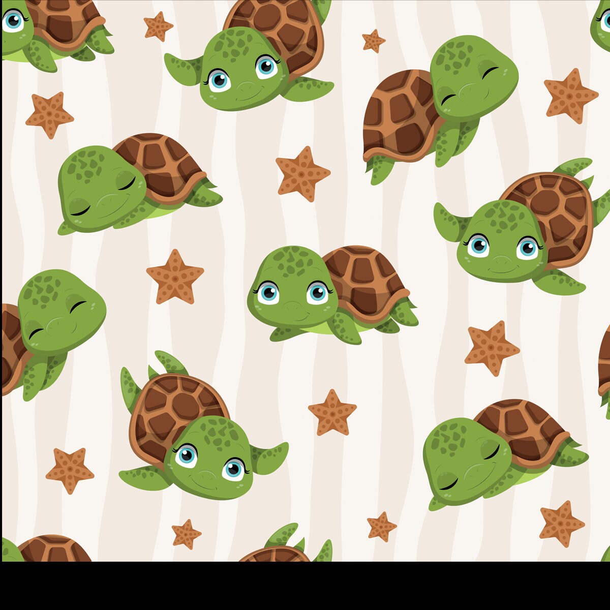 Turtles Seamless Pattern. Representatives of Underwater World, Marine Animals Wallpaper Nursery Mural