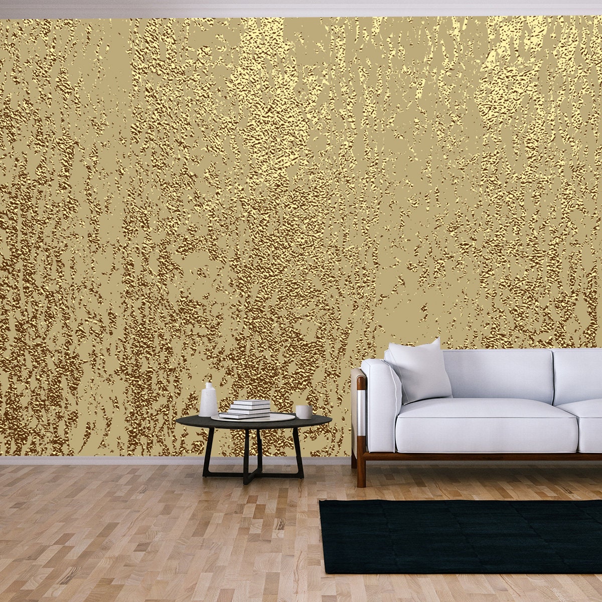 Gold Grunge Texture to Create Distressed Effect. Patina Scratch Golden Elements Wallpaper Living Room Mural