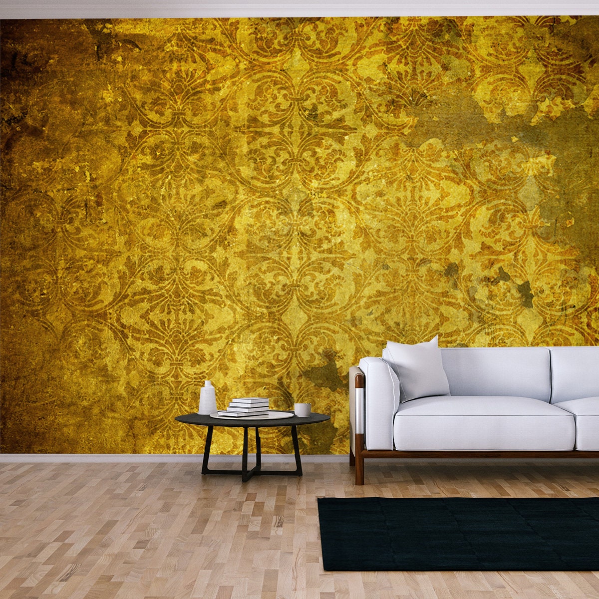 Grunge Vintage Gold Wallpaper Living Room Mural