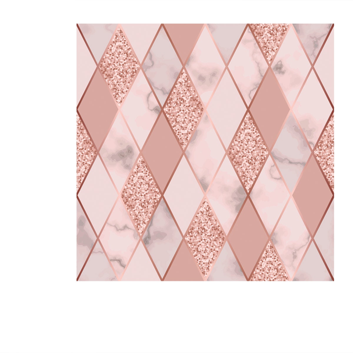 Pattern with Golden Geometric Diagonal Lines. Gold Glitter, White and Pink Rhombus Marbling Wallpaper Bedroom Mural