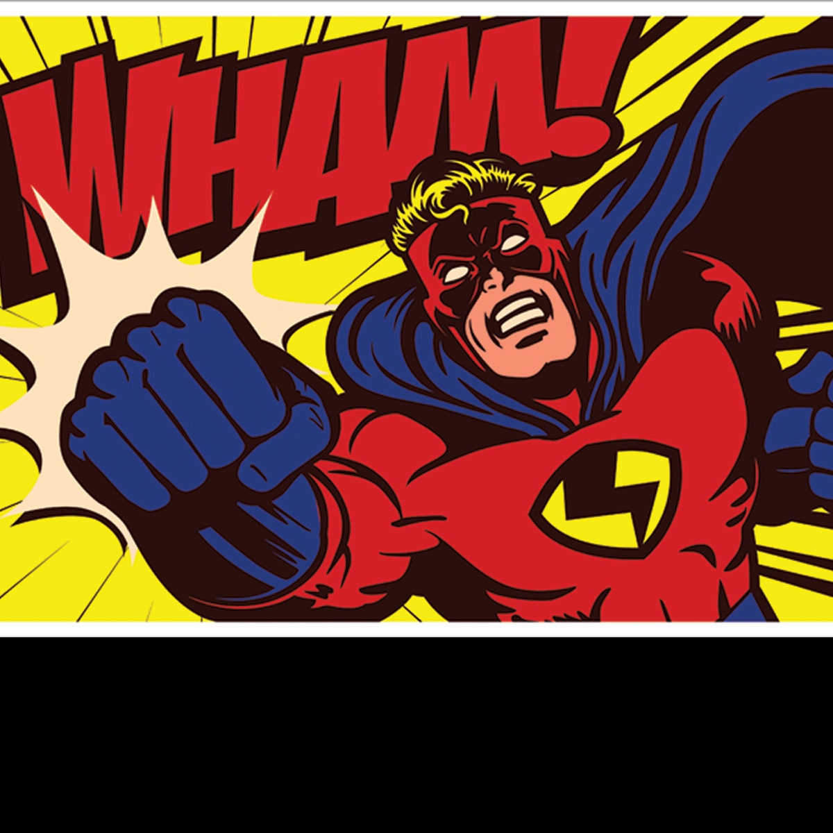 Pop Art Comic Book Style Superhero Punching Wallpaper Boy Bedroom Mural