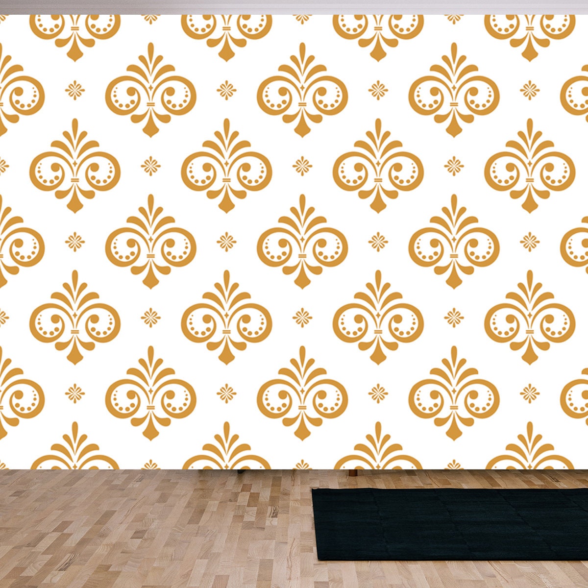 Wallpaper in the Style of Baroque. Seamless Vector Background. White and Gold Floral Ornament Wallpaper Living Room Mural
