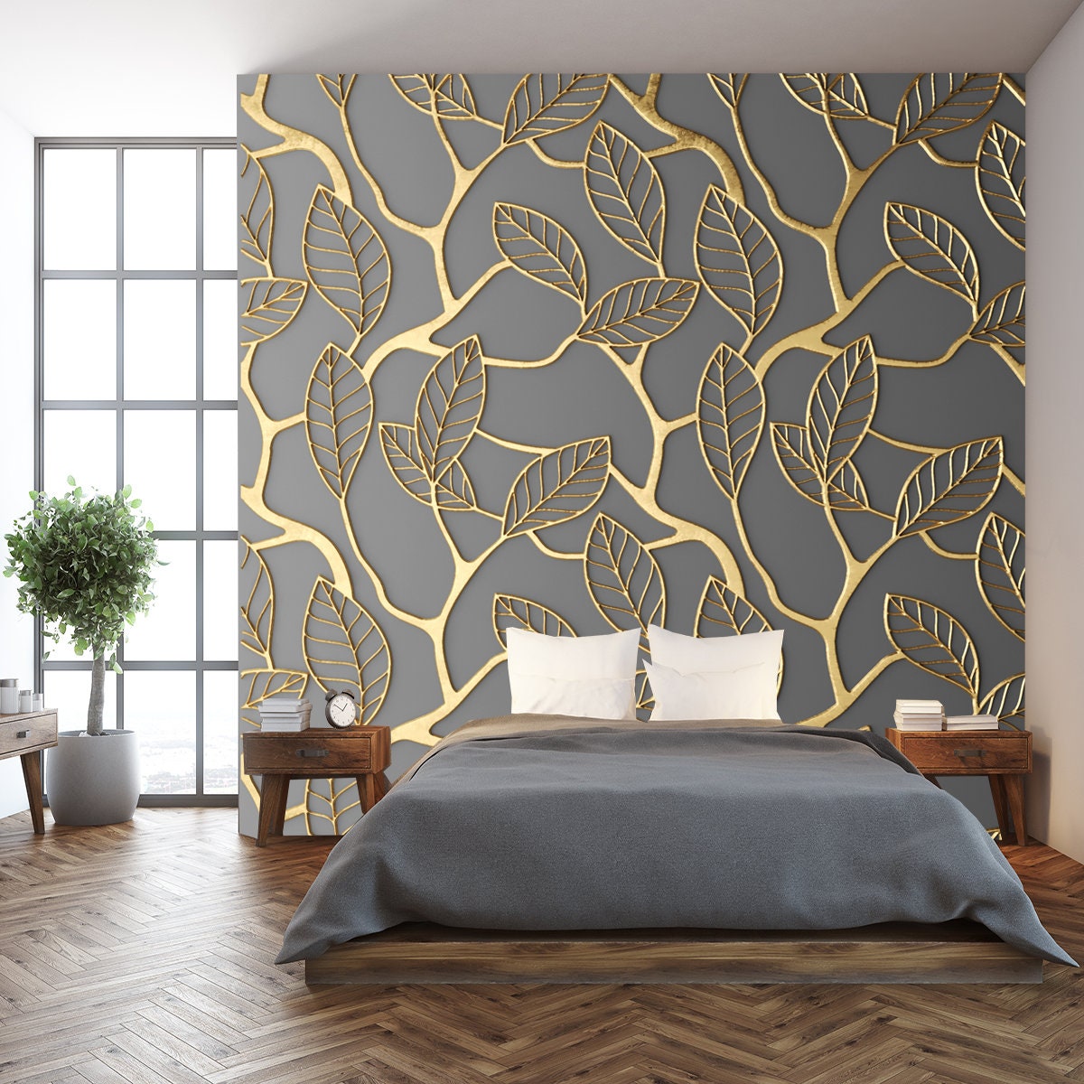 3D Render Gold Lattice Modern Wallpaper Bathroom Mural