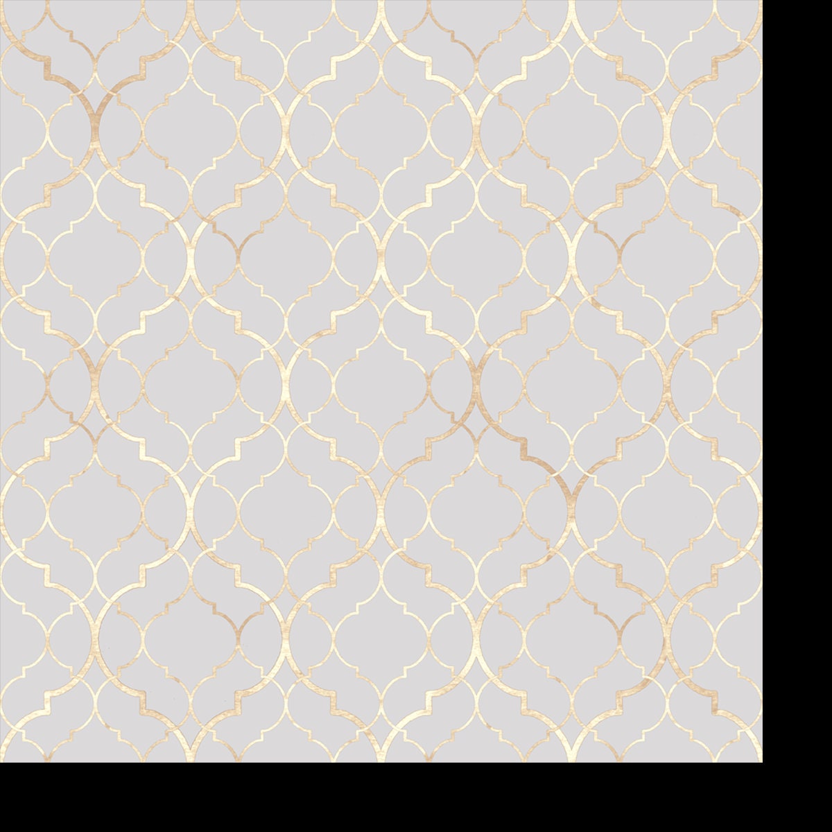 Vintage Decorative Moroccan Texture with Gold Line. Hand Drawn Light Gray Golden Background Wallpaper Bathroom Mural
