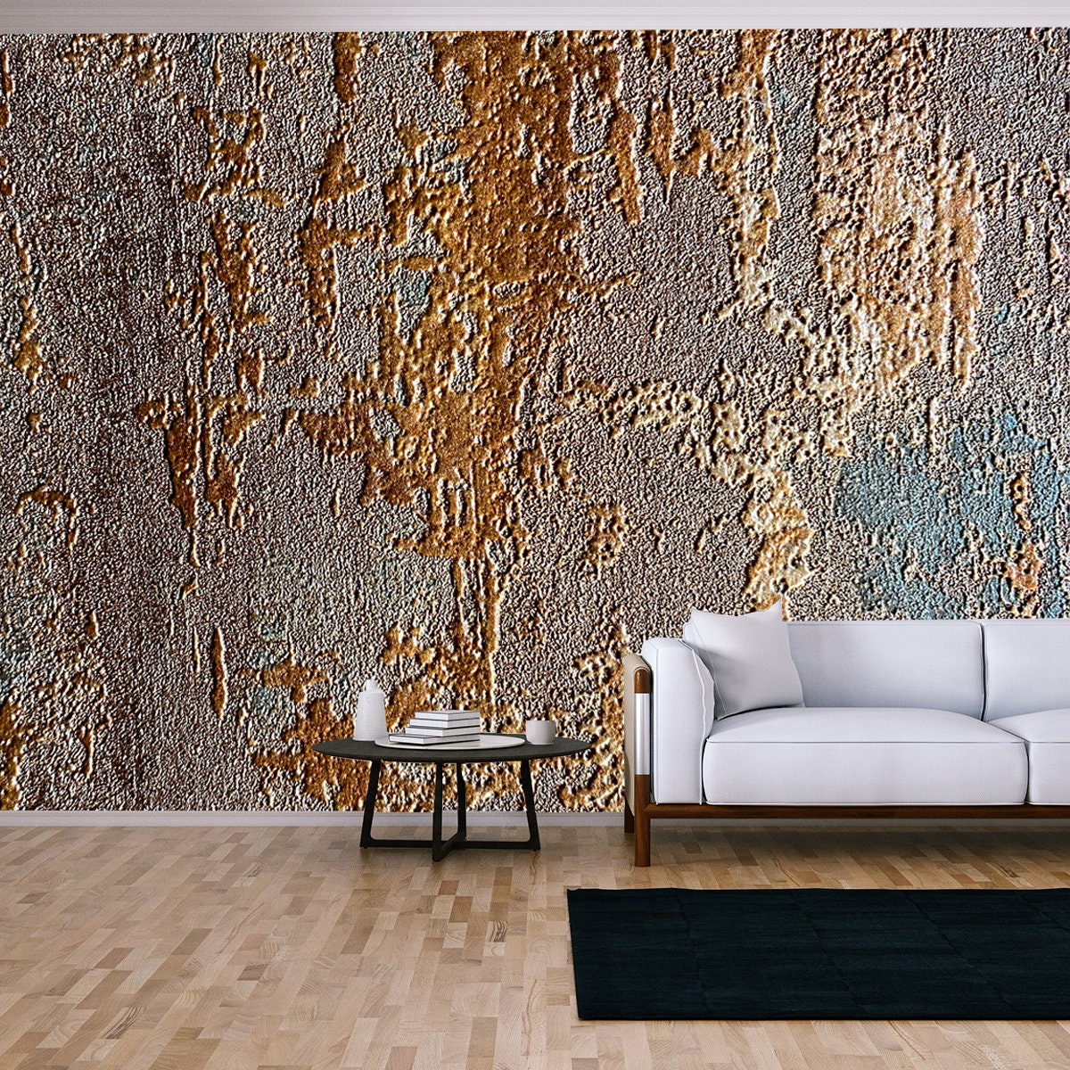 Abstract Texture in Gold and Bronze Color. Old Grunge Wallpaper Background Wallpaper Living Room Mural