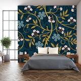 Vintage Floral Seamless Pattern on Dark Background Wallpaper Bedroom Mural