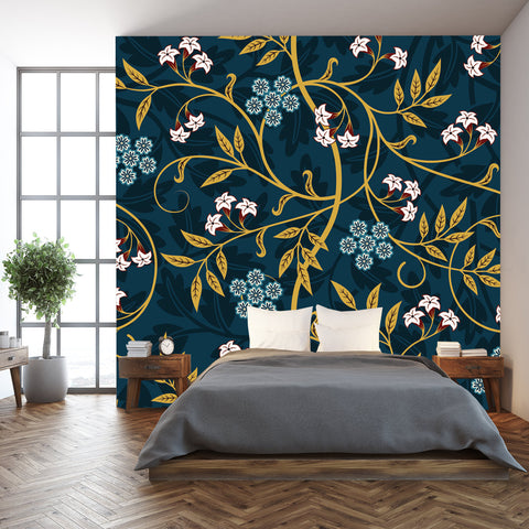 Vintage Floral Seamless Pattern on Dark Background Wallpaper Bedroom Mural