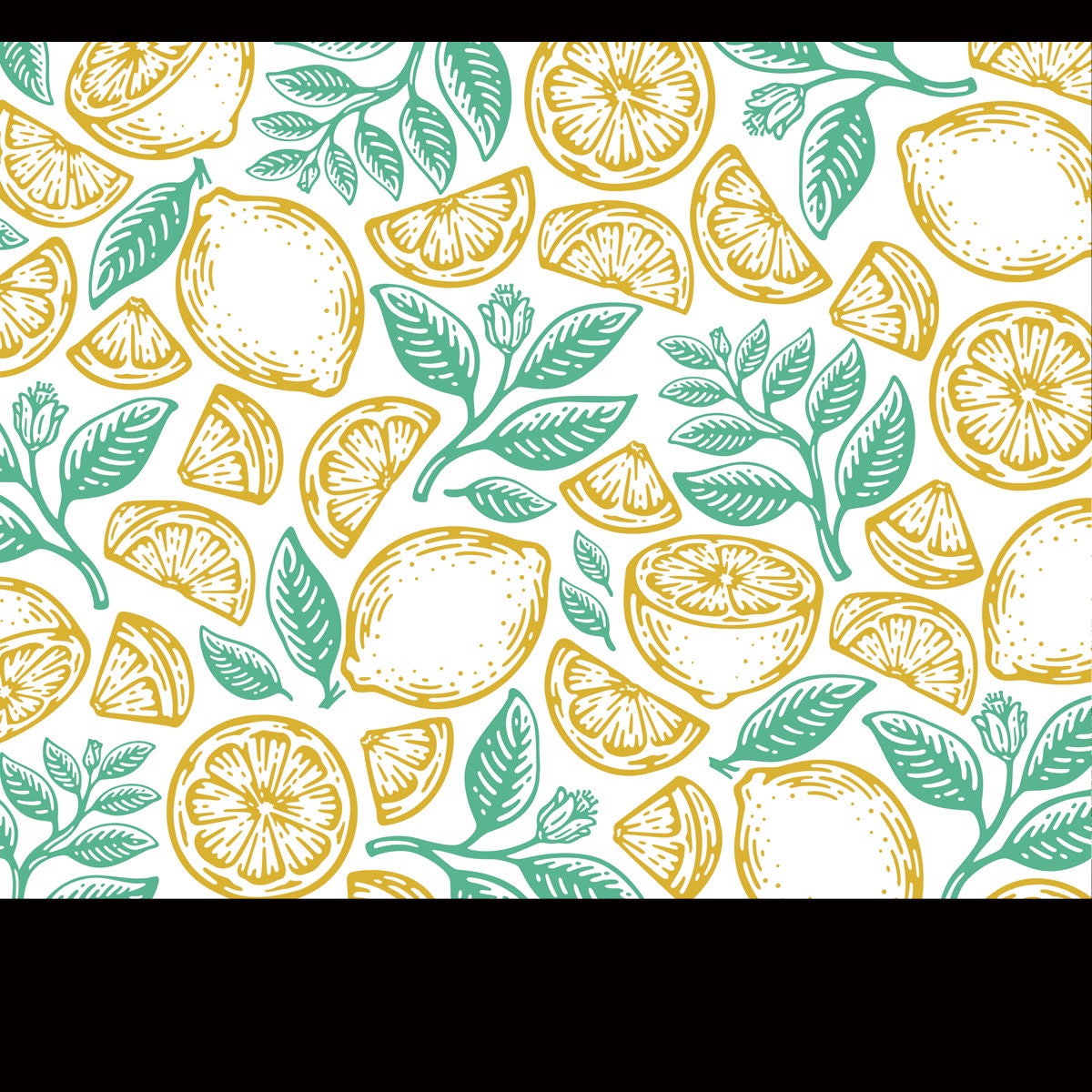 Single Pattern of Lemon Fruits in Vintage Design Wallpaper Kitchen Mural