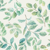 Seamless Pattern of Delicate Twigs with Green Leaves on a Light Beige Background. Hand-Drawn in Watercolor Wallpaper Dining Room Mural