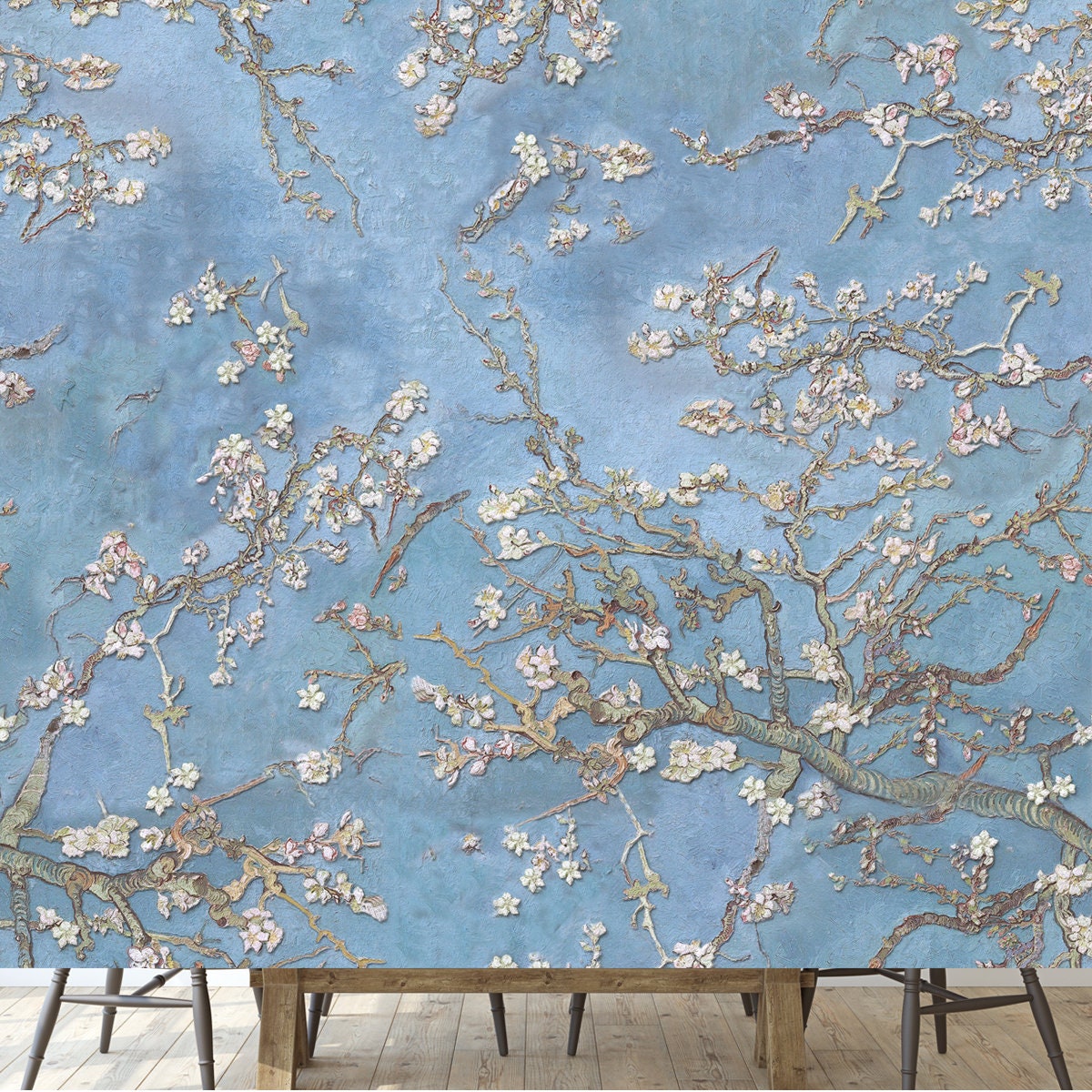 3d Wallpaper, Background, Almond Blossoms Wallpaper Dining Room Mural