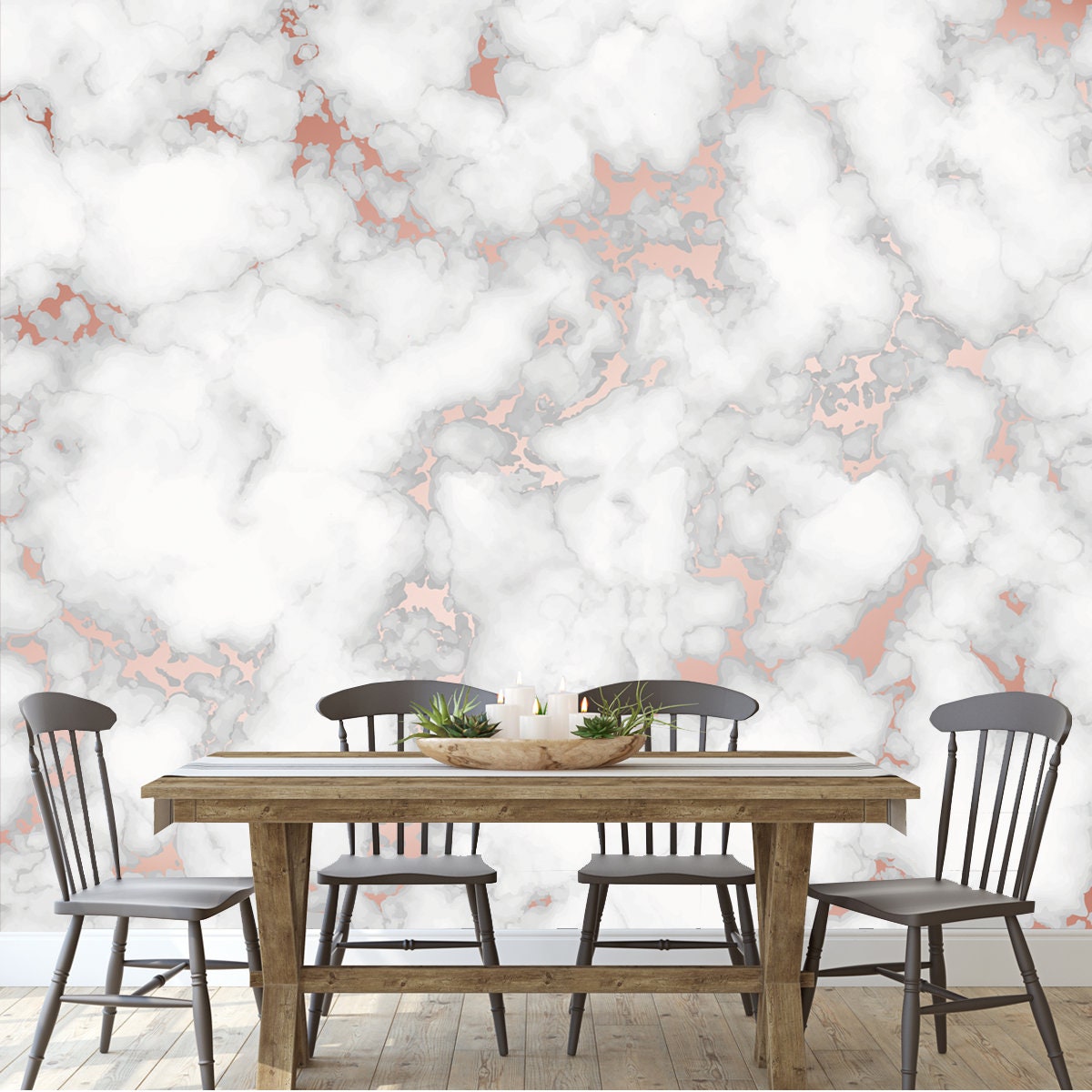 Marble with Rose Gold Texture Background. Beautiful Abstract Marble Pattern with High Resolution Wallpaper Dining Room Mural