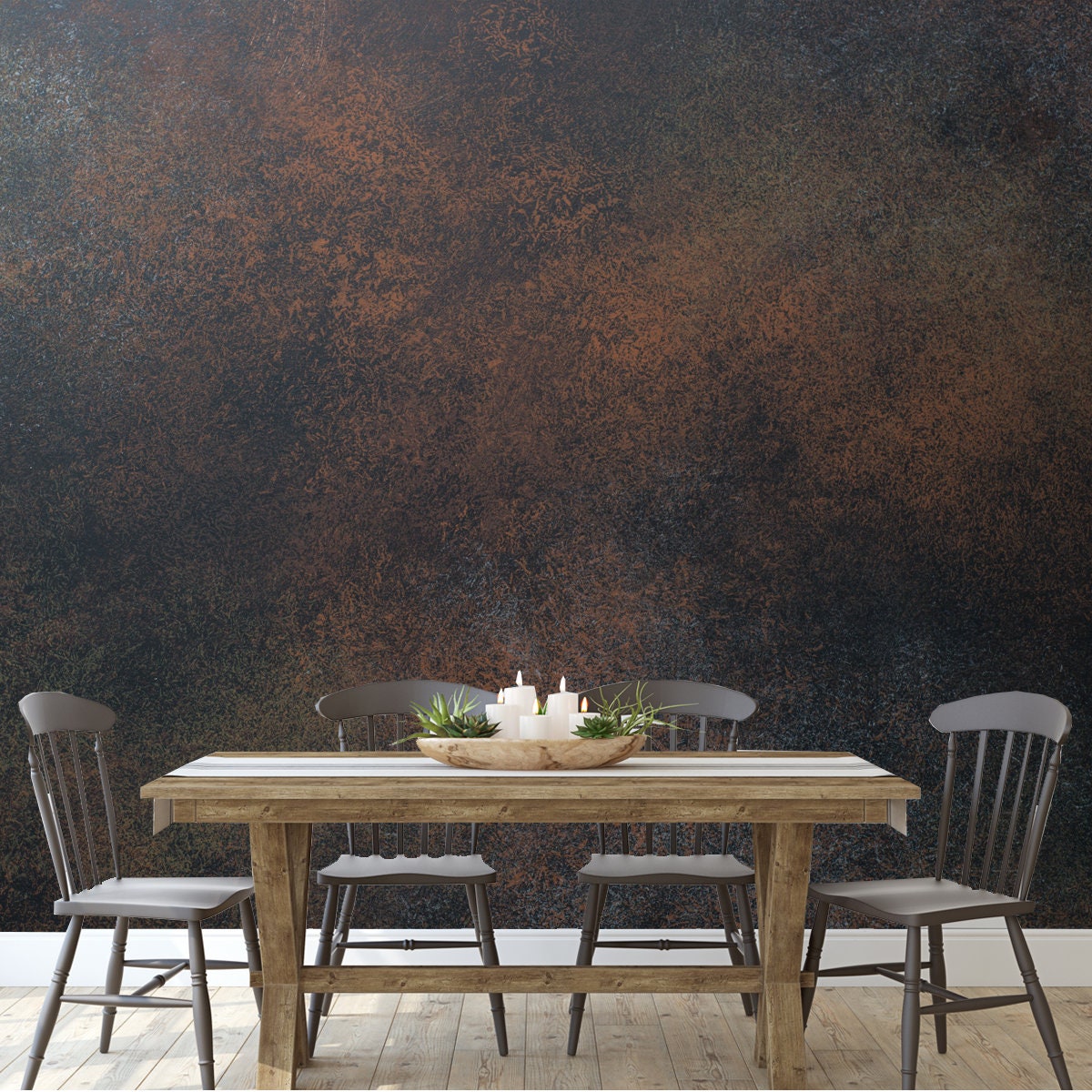 Empty Brown Rusty Stone or Metal Surface Texture Wallpaper Dining Room Mural