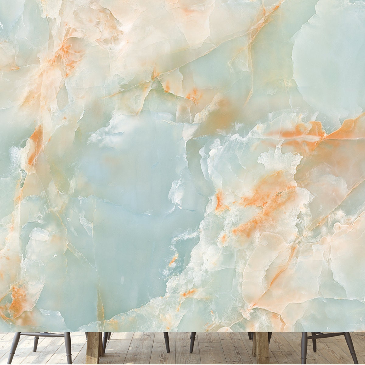 Onyx Marble Texture Background, High Resolution Aqua Colored Onyx Marble Wallpaper Dining Room Mural