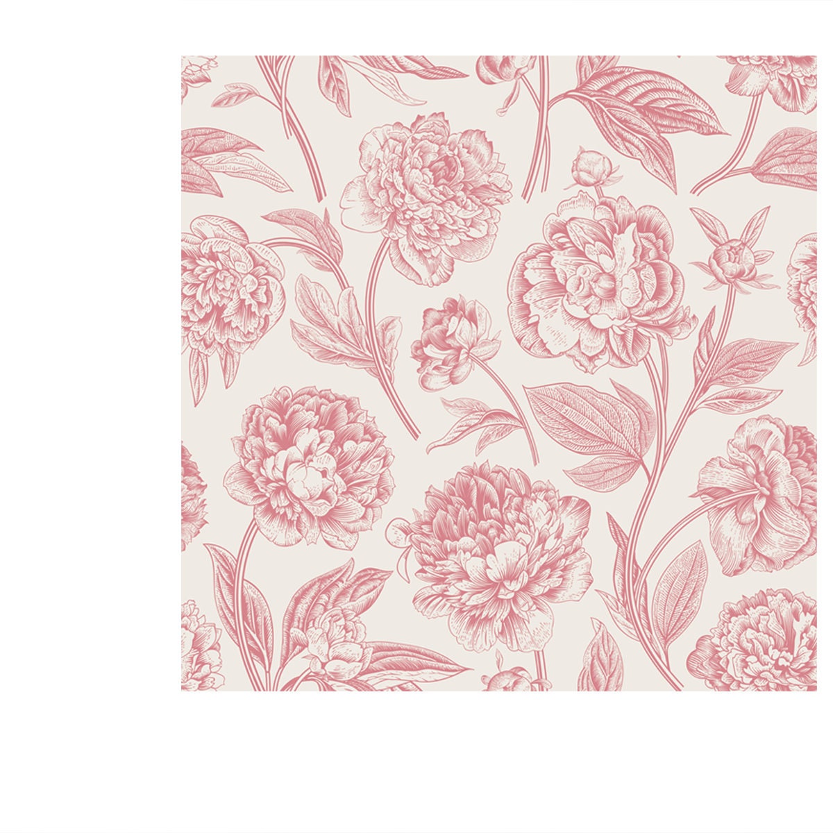 Seamless Pattern. Classic Pink Peonies Wallpaper Bedroom Mural