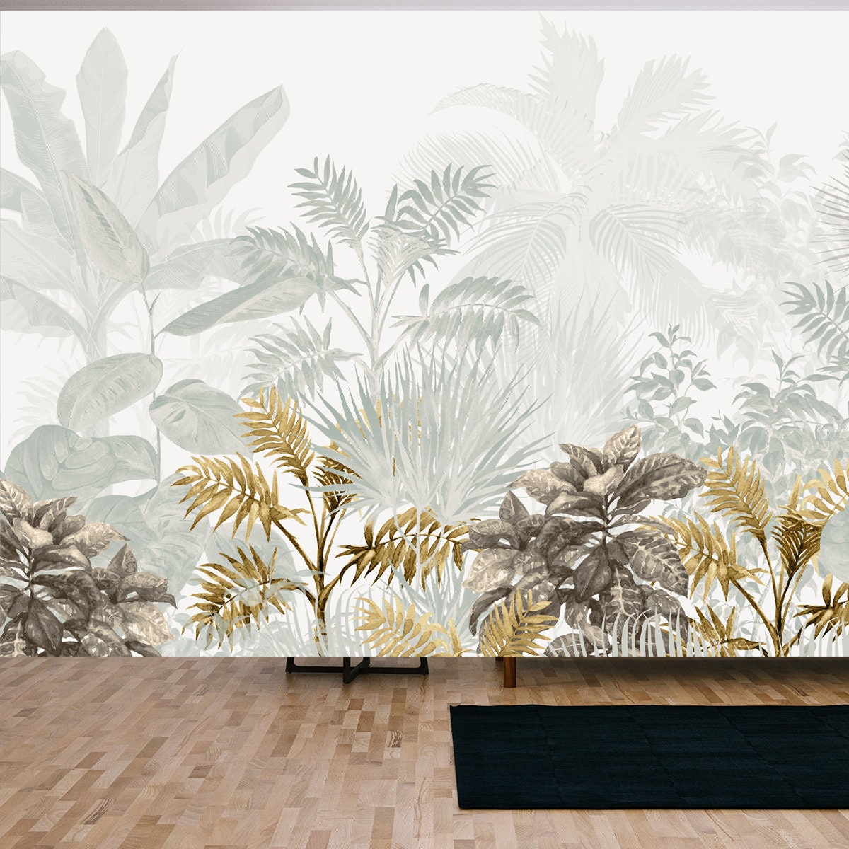 Tropical Leaf Wallpaper Design, Watercolor Texture, Nature Background Wallpaper Living Room Mural