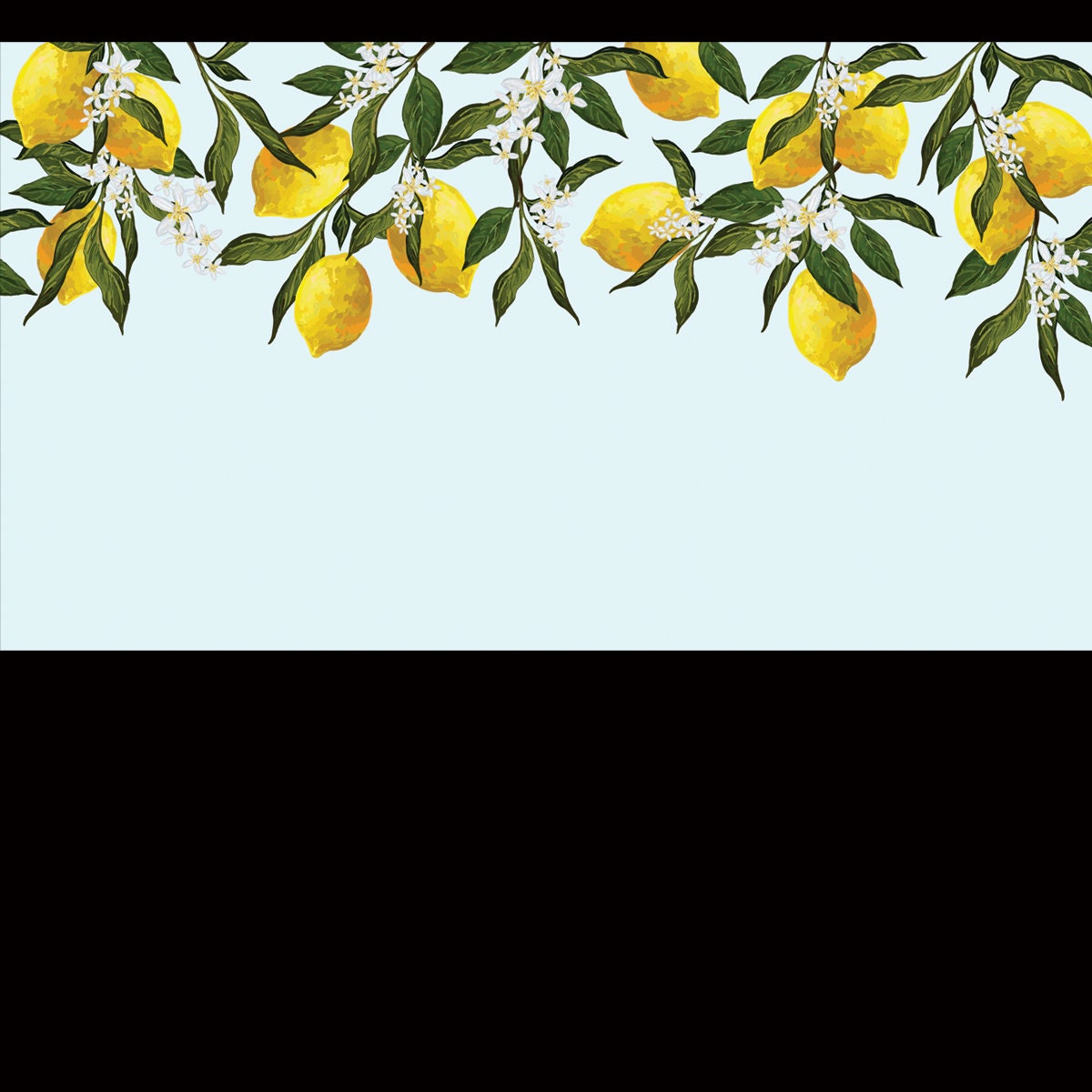 Beautiful Seamless Vector Pattern with Lemons and Flowers Wallpaper Kitchen Mural