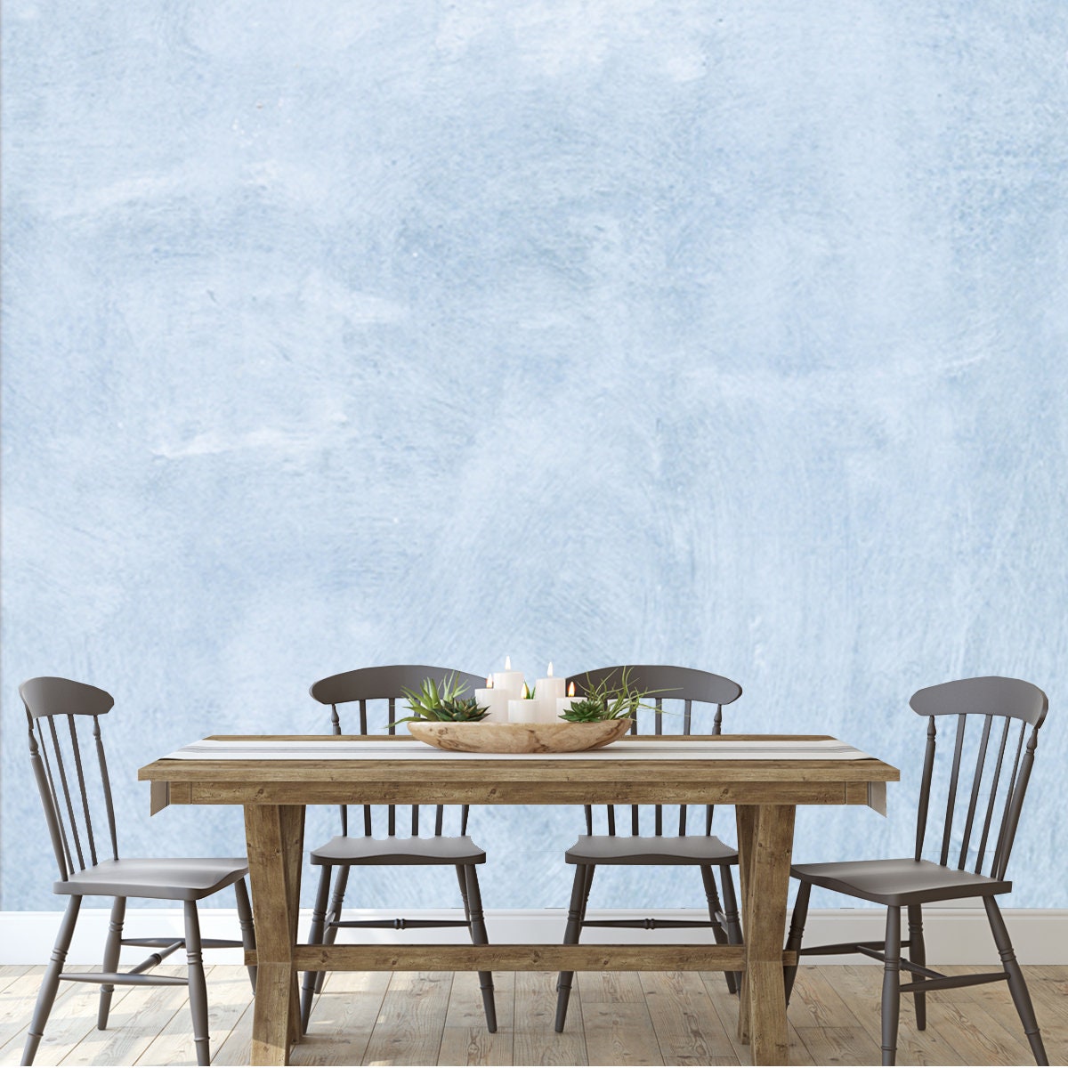 Abstract Wide Angle Light Blue Stucco Background Wallpaper Dining Room Mural