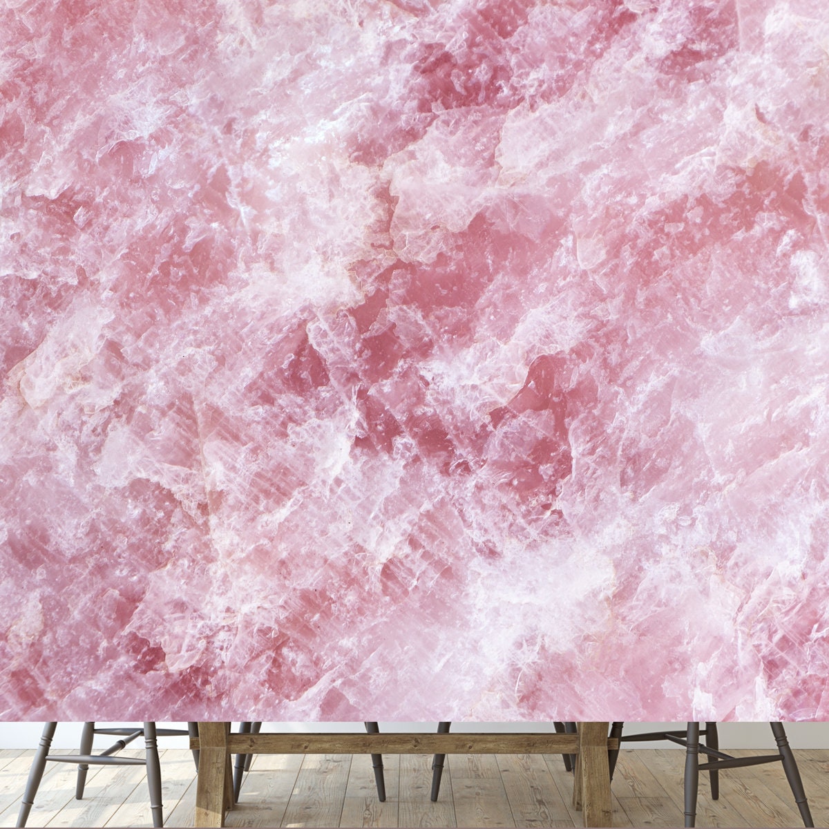 Raw Rose Quartz Stone Textured Surface Background Wallpaper Dining Room Mural