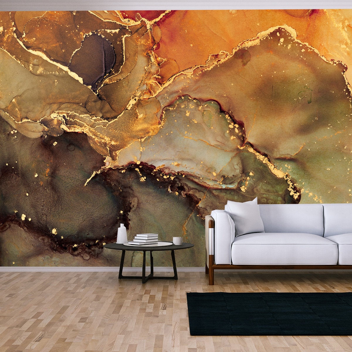 Alcohol Ink Art. Mixing Liquid Paints. Modern, Abstract Colorful Background, Wallpaper Living Room Mural