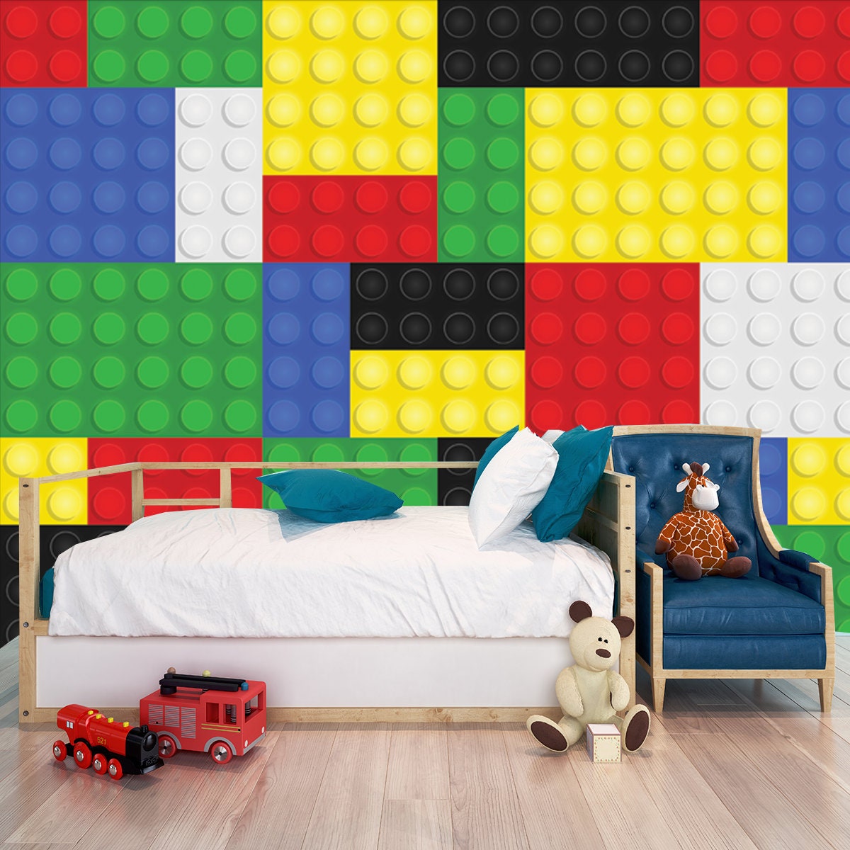 Plastic Toy Building Blocks Background Wallpaper Boys Bedroom Mural